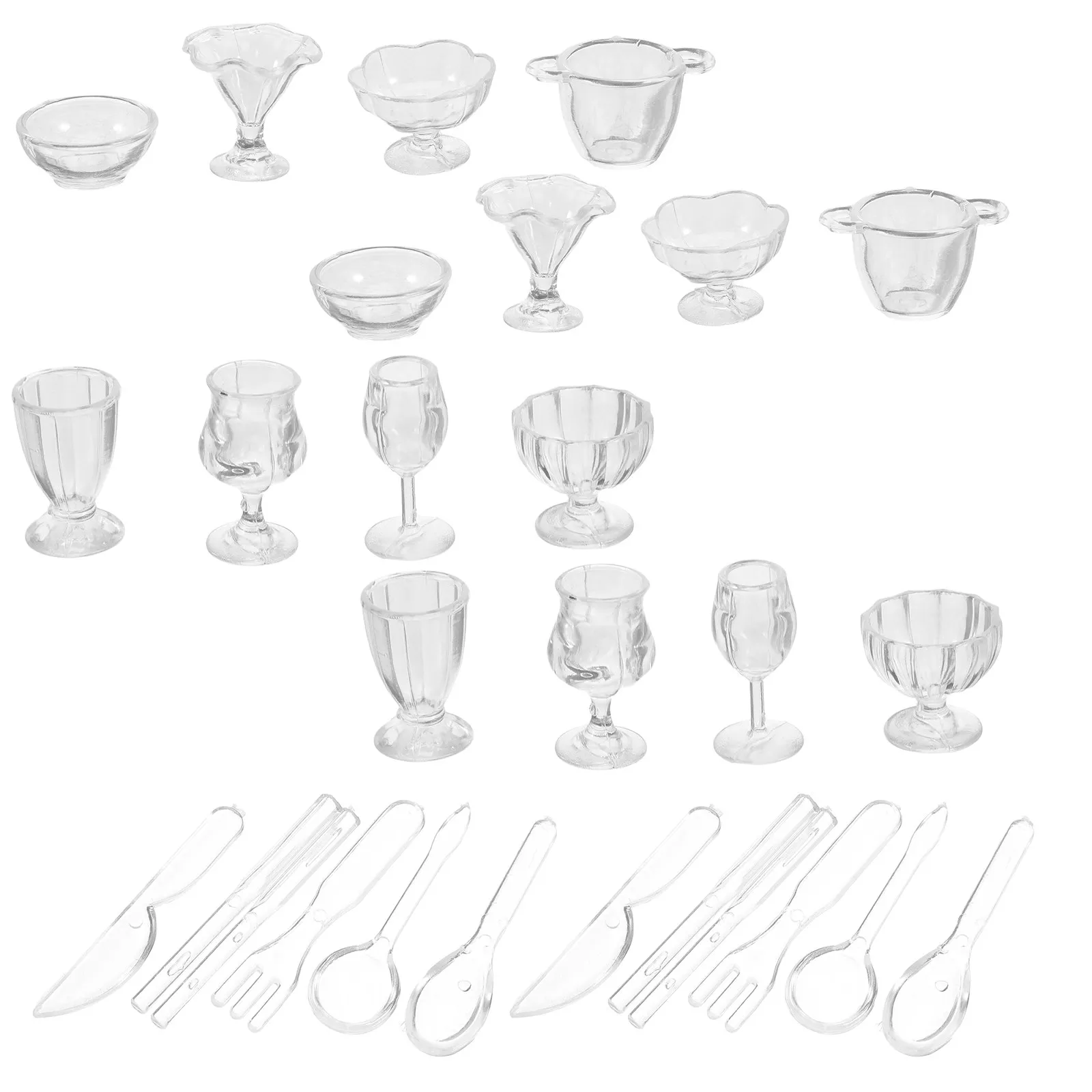 

26Pcs Mini Ice Cream Bowls Plastic Dessert Cups Forks Spoons Role Playing Party School Activity Set Small Ice Cream Bowls