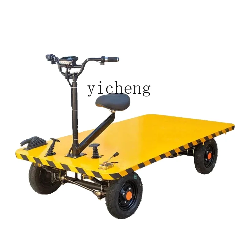 

XL hand push electric four-wheel flat car reverse ride electric hand push truck