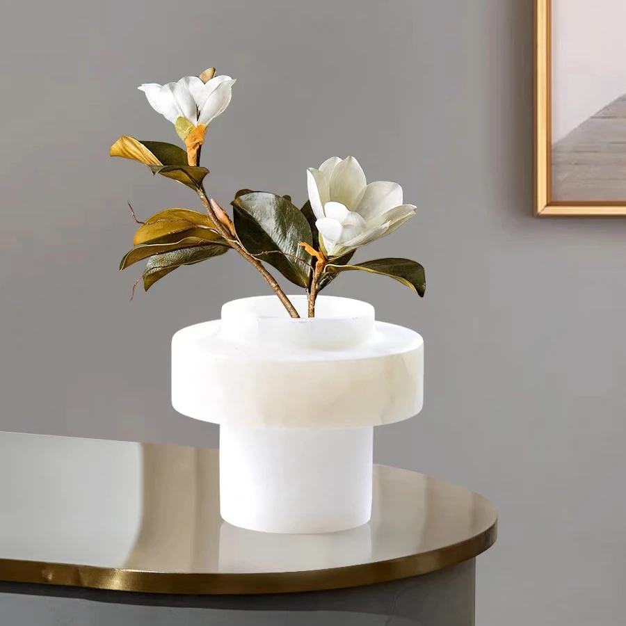 

Modern Luxury Natural Marble Vase Decoration Handmade Home Flower Decoration Arrangement Art Design Room Hotel Party Decoration