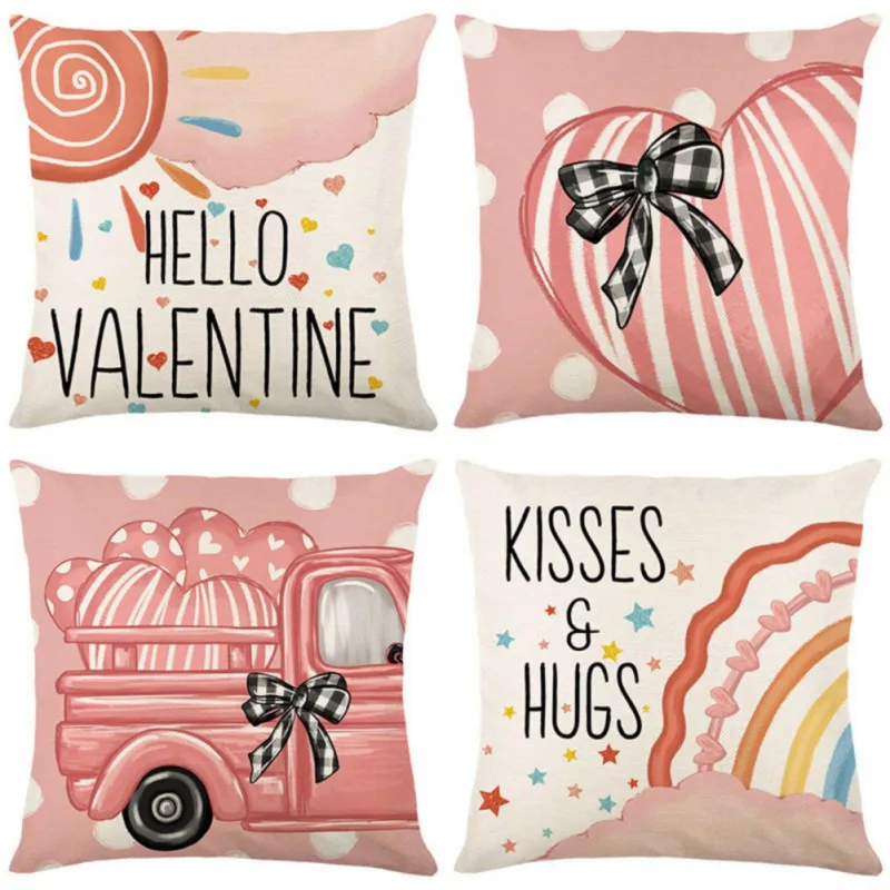 Valentine's Day Series Throw Pillow Covers 18 x 18 Inch Square Decorative Cushion Case for Sofa Couch Home Living Room Bedroom