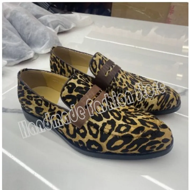 Mens Leopard Loafers Shoes Fashion Slip on Cusual Shoes Men Driving Boats Shoes Plus Size 38-46