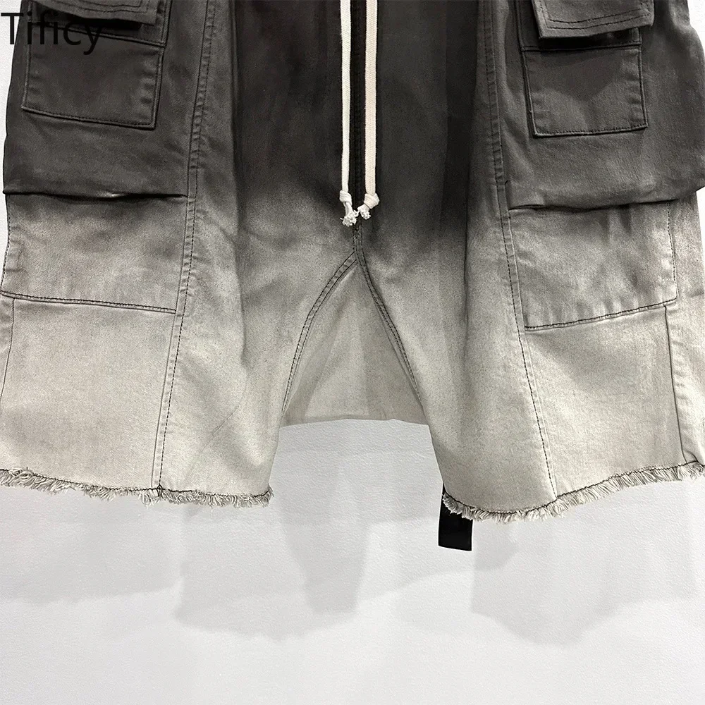 High street Wash Men's Dark Owens Style Workwear with Dual Ring Wash and Gradient Drop Off Haren Five Point Casual Shorts