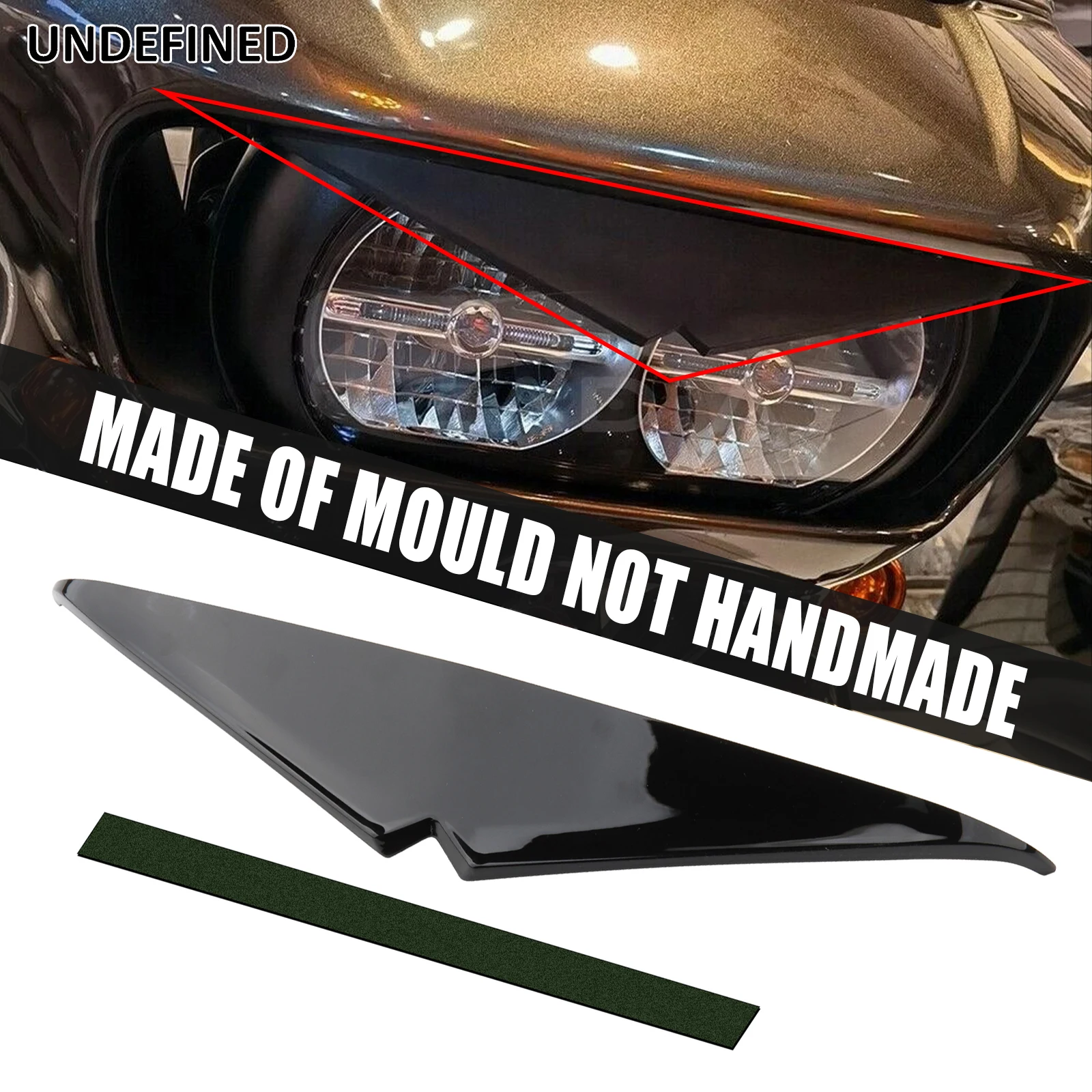 

Motorcycle Headlight Trim Headlamp Eyebrow Eyelid Sticker Decoration Upper Tip Cover Visor Accent For Harley Road Glides 15-2023