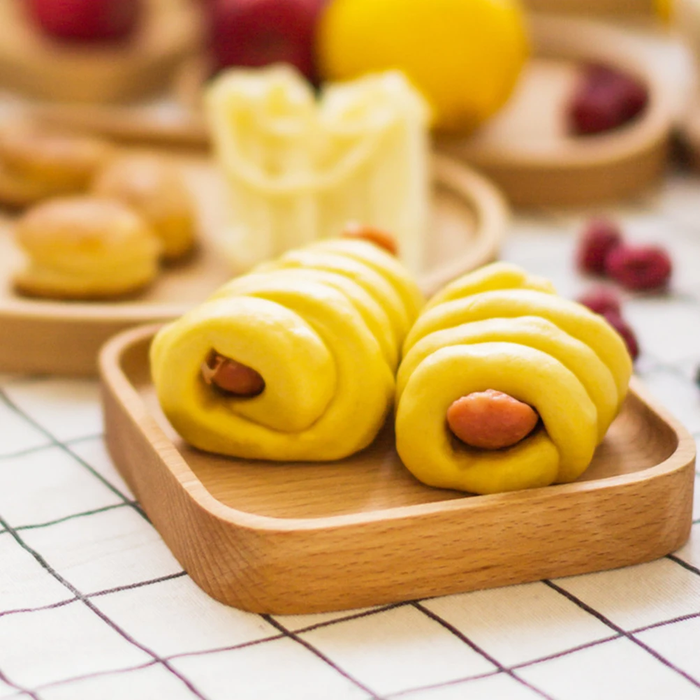 

Natural Wooden Mini Square Tray Beechwood Food Serving Dessert Fruit Breakfast Snack Plate for Home Hotel Mini Wooden Tray