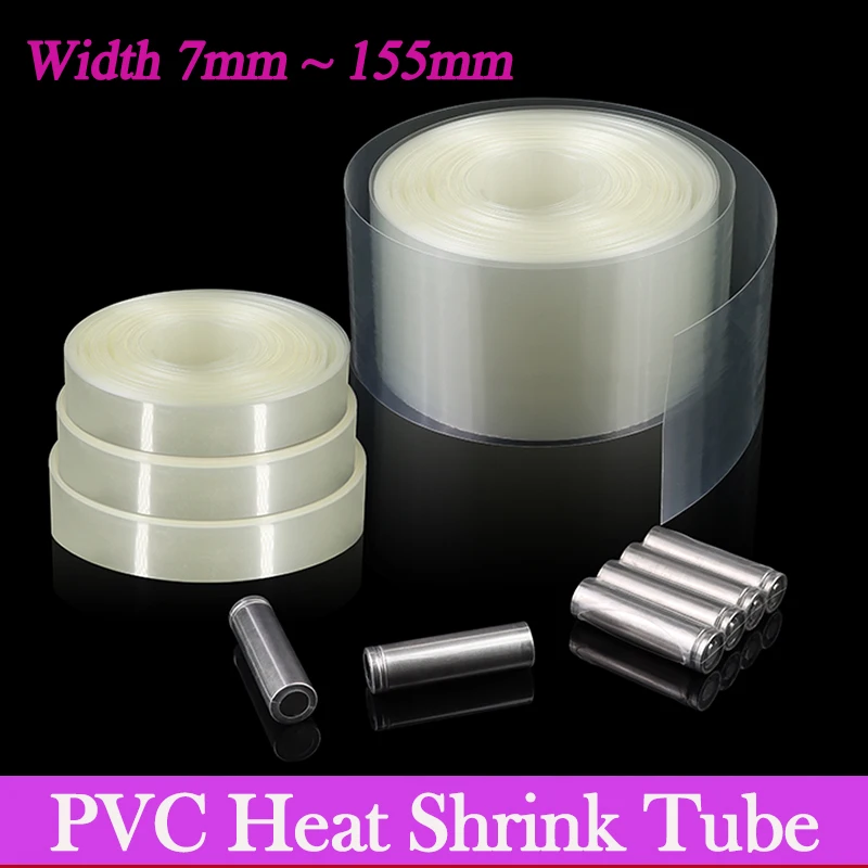 

1~20m 18650 PVC Heat Shrink Tube Lipo Battery Pack Case Transparent 7~155mm Cable Sleeve Lithium Insulated Film Wrap Protection