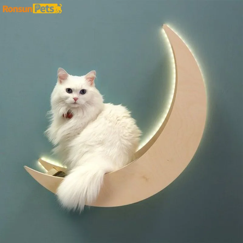 

Деревянная настенная лазалка-когтеточка Moon Cat со встроенным гнездом и нескользящей поверхностью для заточки когтей