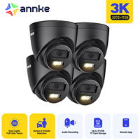 Annke 4PCS 3K IR Ultra HD IP PoE Camera Dual Light Outdoor PoE Security Camera Human Vehicle Detection Built-in Microphone