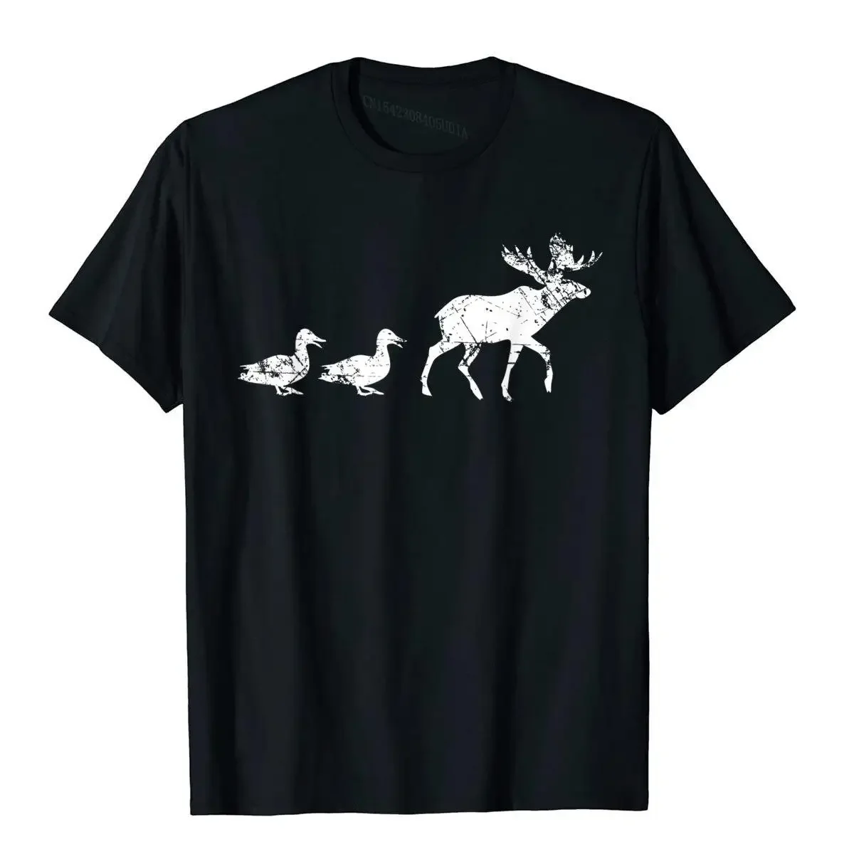 

Duck Moose Evolution Graphic Tee Funny Animal Pun Short Sleeve T-Shirt Men's Cotton