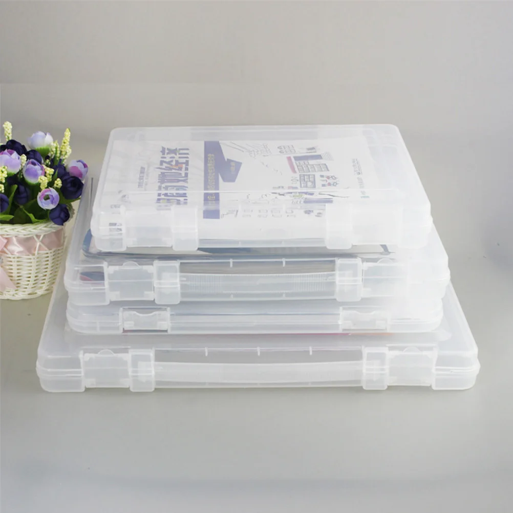 

Clear Case 32X23X4.5Cm Slim Portable Document Organizer Strong Snap Buckle Storage Box Dustproof Waterproof File Storage
