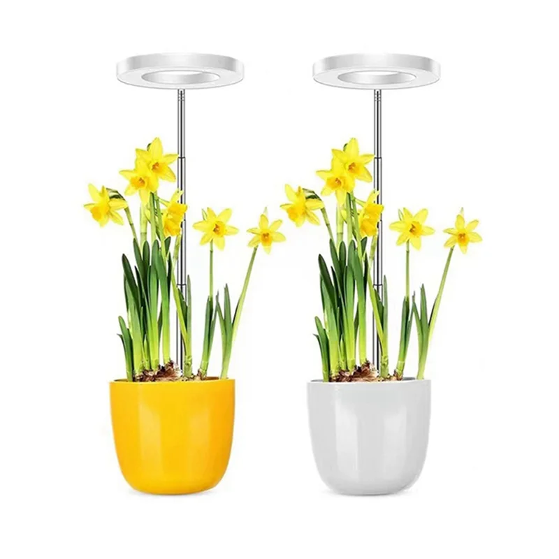 THIVN-2X LED Plant Growth Lamp Ring Dimming Timing Adjustable Retractable Height Full Spectrum Imitation Sunlight Growth White