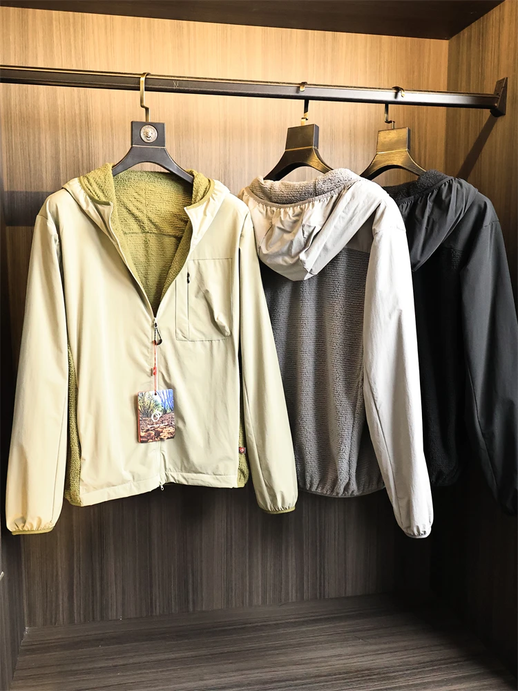 

Warm Qui-Dry Fce Hat Jaet Men's Stand Fit Faion Urban Sle Waterproof Breathable Long Sve Zipper Closure Coat