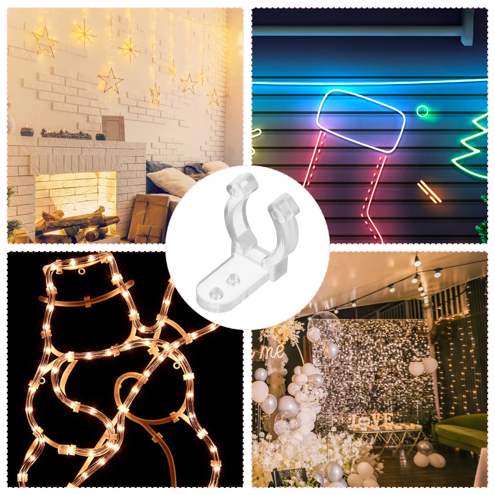 100 pcs LED Rope Light Clip Set Outdoor Wedding Party Mounting Buckle Fastener Lightweight Stylish Easy Use LED Bulb Tube