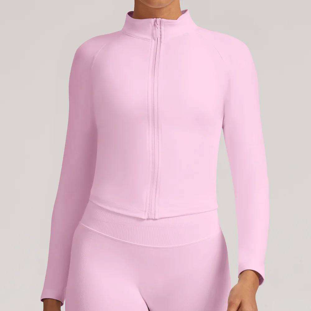 

Seamless Yoga Tops Women's Standing Collar Zipper Yoga Long Sleeved Sports Jacket Gym Fitness Top Running Workout Sports Shirt