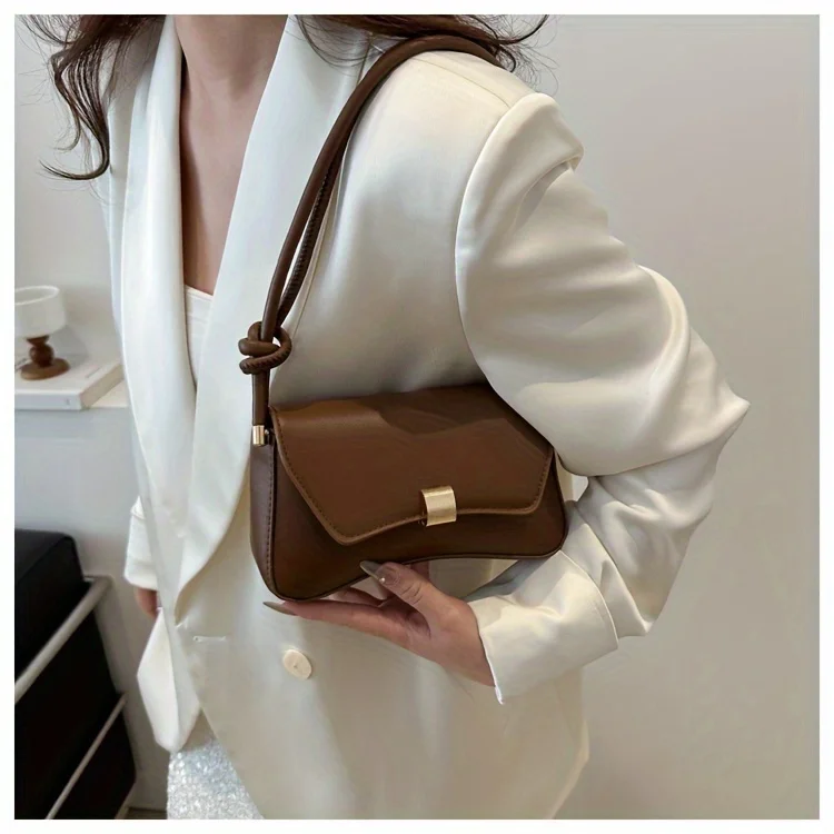 Damen Retro PU-Handtasche - Leichtes Flip-Top-Design, Geeignet für Büro, Campus, Reisen und Pendeln - Erhältlich in Braun, Weiß und Anderen Farben - PU-Material Handtasche für Geschäfts- und Outdoor-Aktivitäten – Detail 6