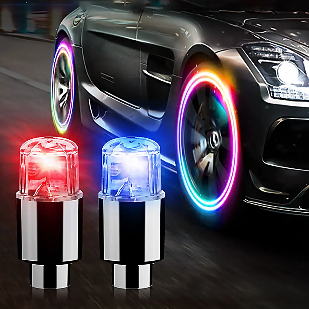 1/2/4Pcs Carro Pneu Válvula Caps LED Carro Motocicleta Ciclismo Roda Lanterna Raios Hub Pneu Lâmpada Tampas Da Roda Auto Pneu Acessórios