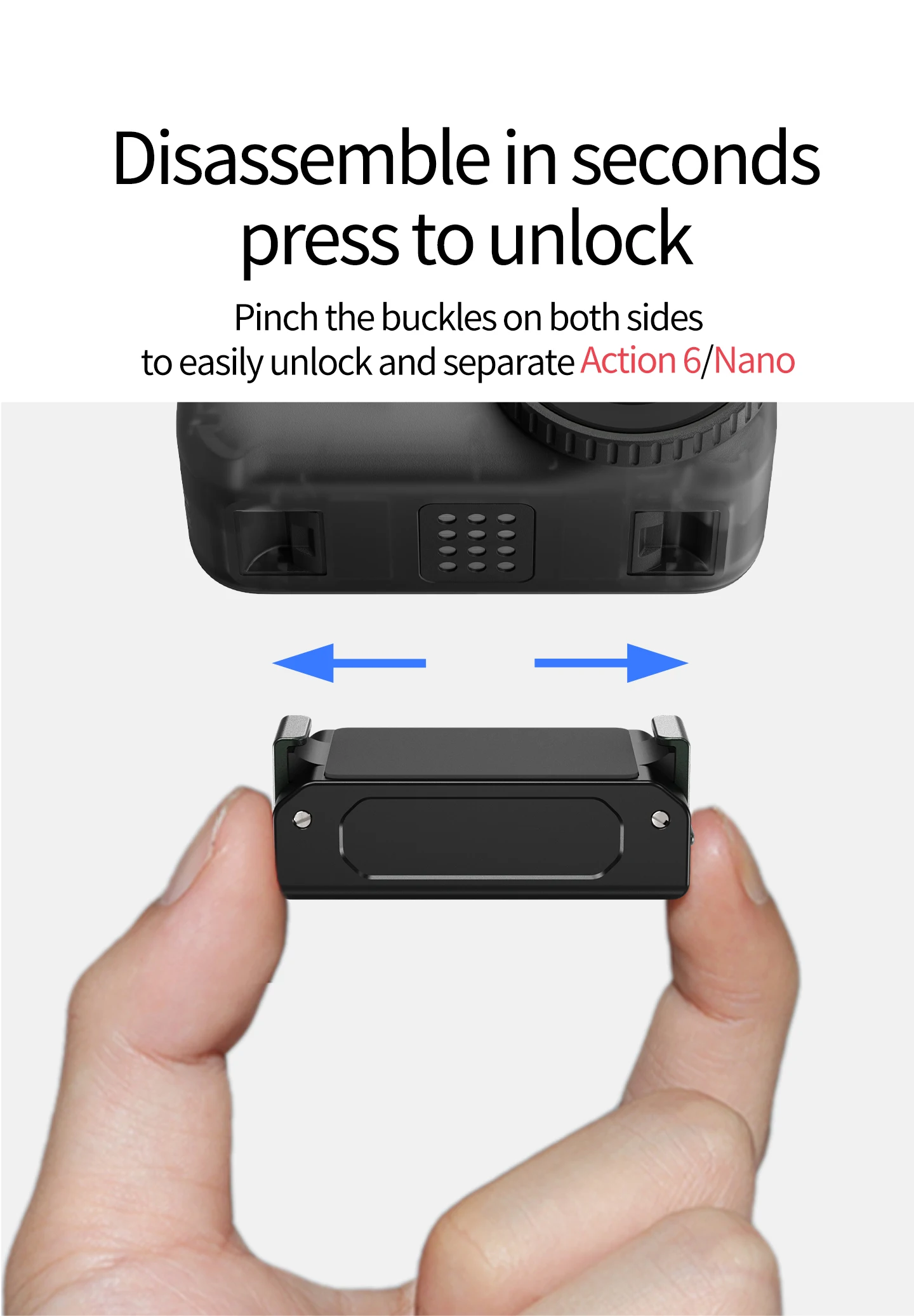 360 drehbarer Stativadapter, magnetische Halterung für DJI Osmo Nano Action 6, Kamera, POV, Vlog, Selfie-Stick, Helm, Schnellwechselhalterung – Detail 6