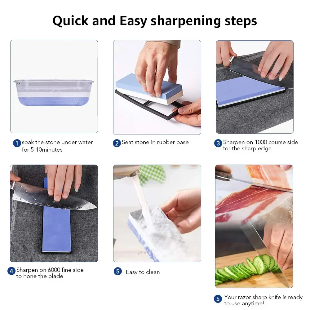 Professional Sharpening Stone Knife Sharpener Whetstone Dual Side Set Grinding Shapner Watster stone Kitchen Accessories Tools