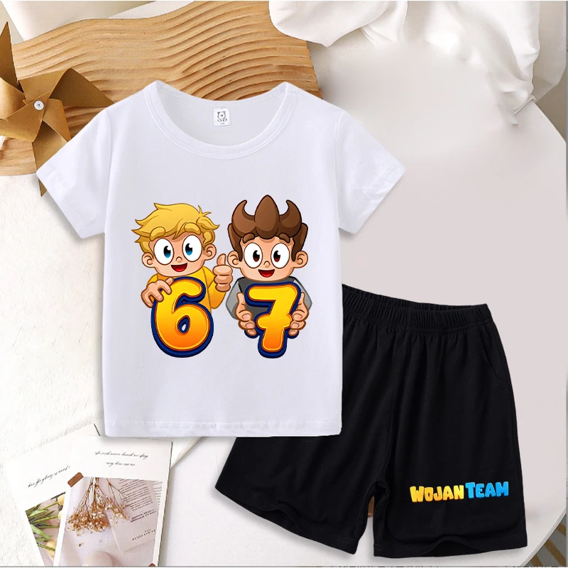 Wojan Teams T-shirt Shorts Set Fashion Printed Summer Boys Girls Clothes Cute Cartoon Tops Casual Street Birthday Gifts Outfit