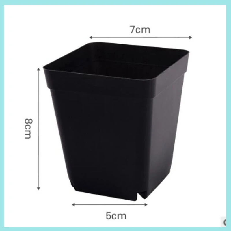 8*7*5 CM Plant Pot Plastic Flower Pots Creative Small Square Pots for Succulent Plants Garden Decor Black B2