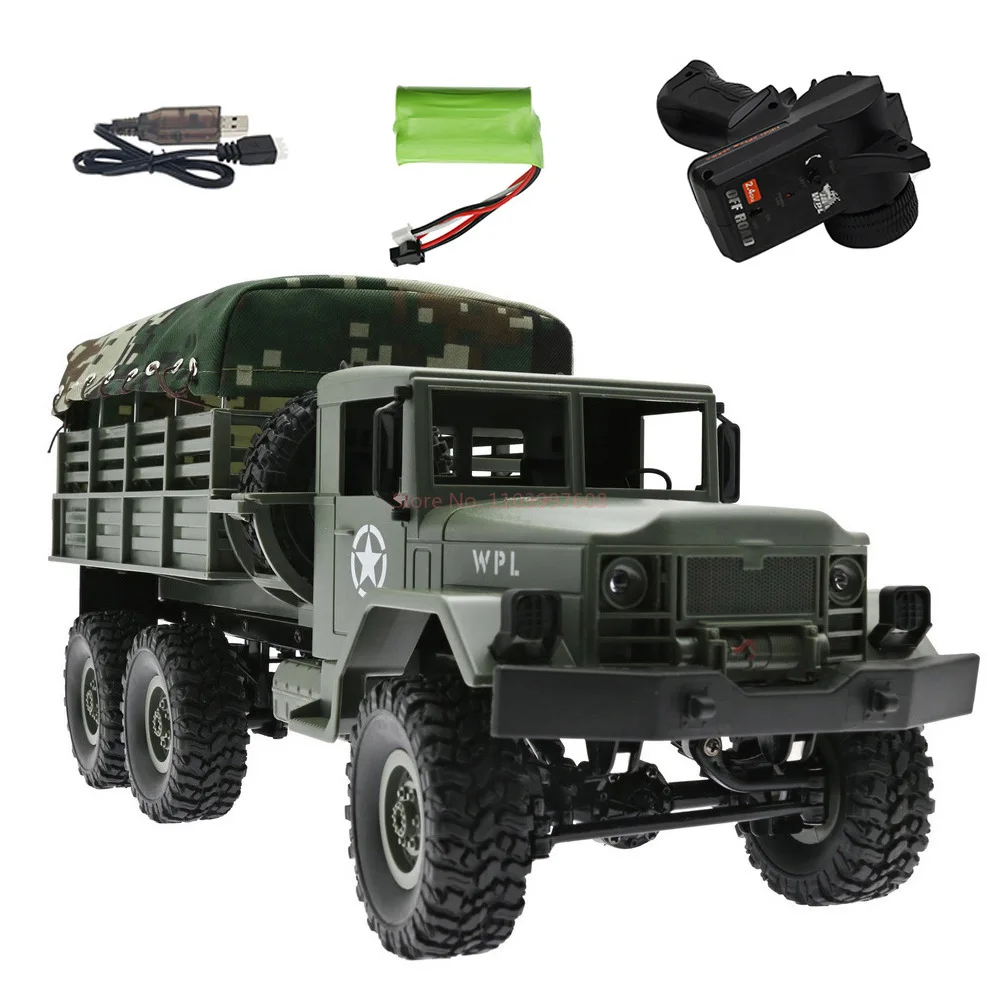 Wpl Six Wheel Drive Climbing Army Car B16-1 with Canvas Rc Car Climbing Car Children Remote Control Toy Birthday Christmas Gift