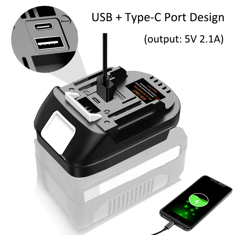 for Einhell 18V Li-ion Battery to for Makita 18V BL1830 Power Tool with USB Charging Tool Accessories Battery Adapter Converter