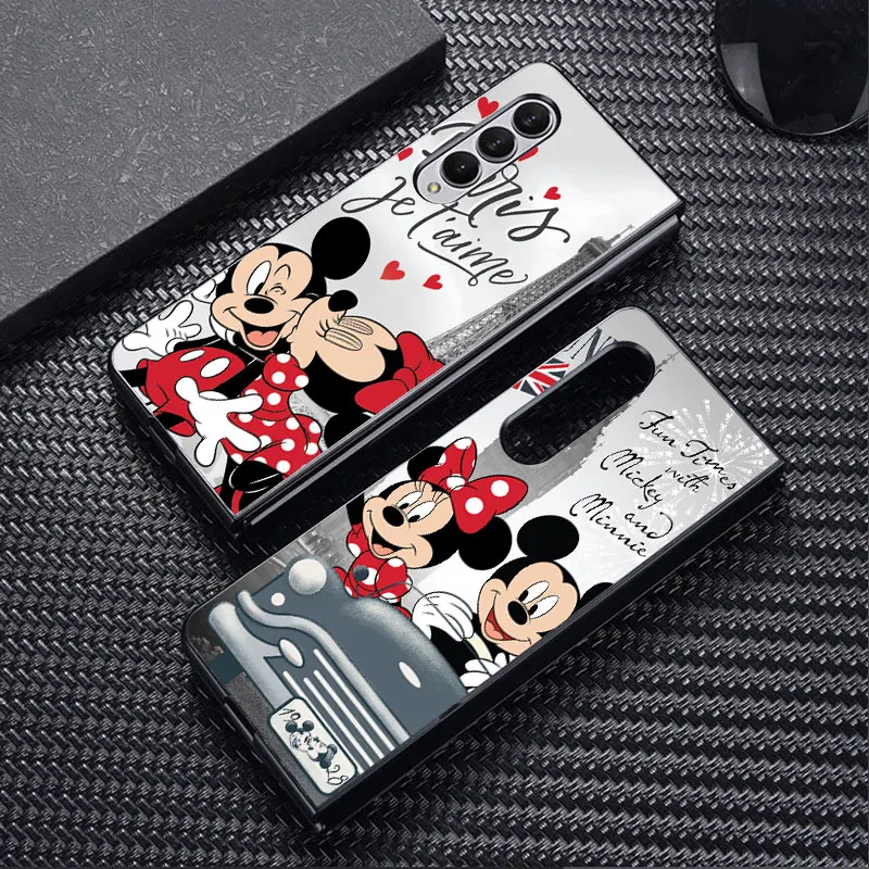 Disney Mickey Minnie in London love Case for Samsung Galaxy Z Fold3 ZFold4 Z Fold5 5G Z Fold4 5G Shockproof Hard PC Cover