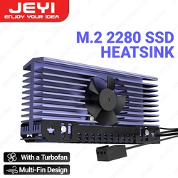 JEYI M.2 SSD Heatsink With a Silent Turbofan, 2280 NVME Radiator Aluminum Alloy PC Efficient Cooler with Silicone Thermal Pad