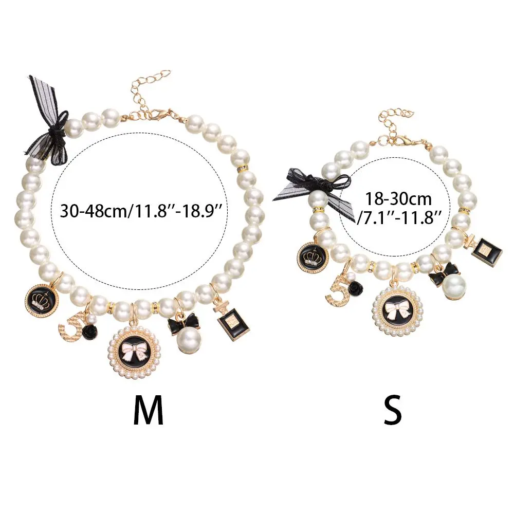 1 PC Adjustable Cat  Pet Pearl Collar Dog Cat Princess Bow Necklace Cat Jewelry Cute Collar Pet Products Puppy Accessories