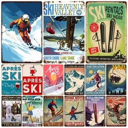 Vintage Ski Patrol Metal Poster, Retro Apres Skiing Tin Sign, Outdoor Winter Sports, Ski Team Printing Decoration, Plates, WY262