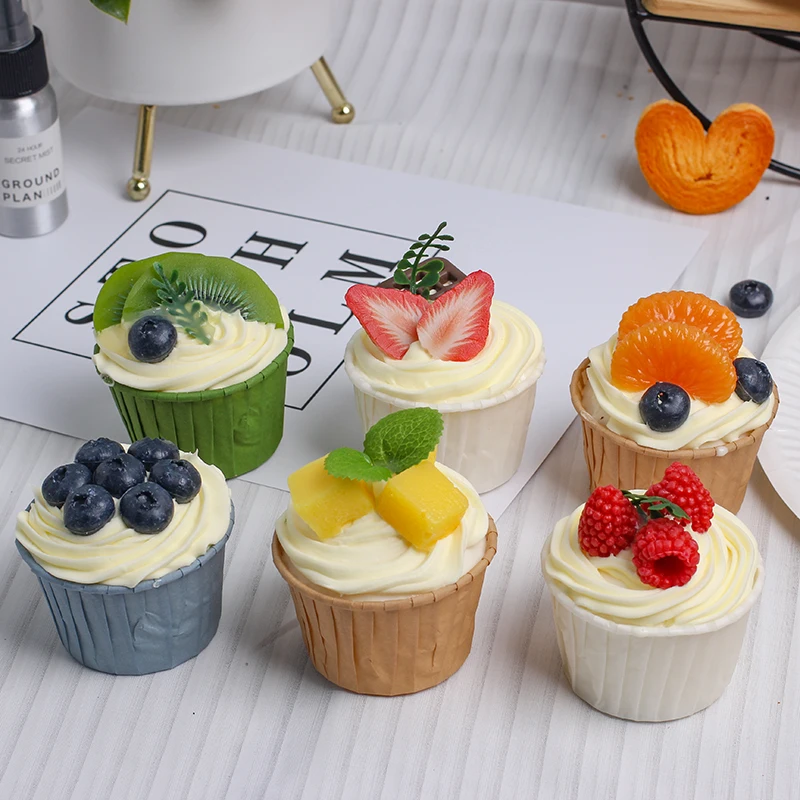 6PCS Simulation Cupcake Food Model Set Ins Wind Food Photography Props Scene Decoration Children's Gift Refrigerator