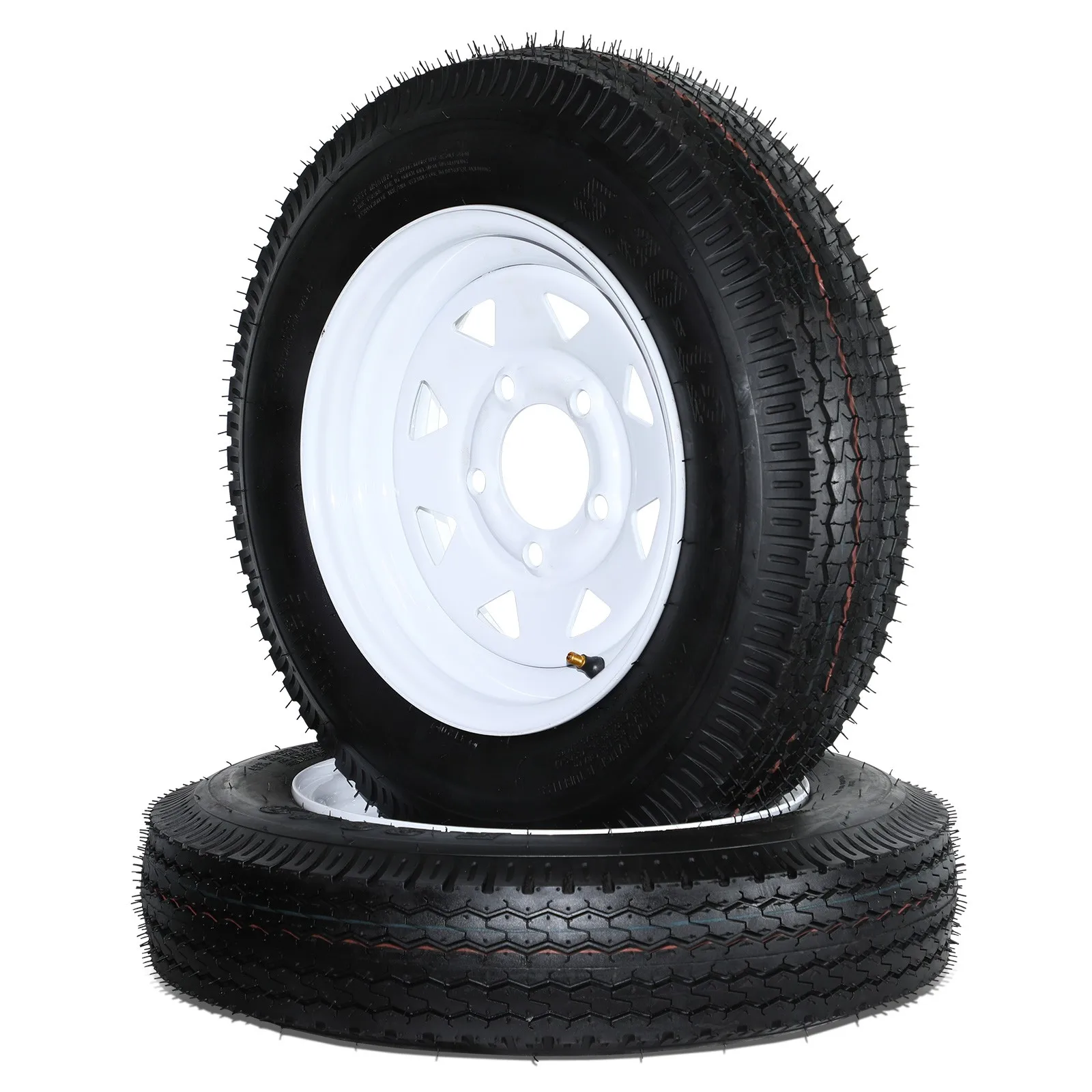 2pcs 4.80-8 Trailer Tires On Rims 4.80x8 480-8 Load Range B 5 Lug White Wheel