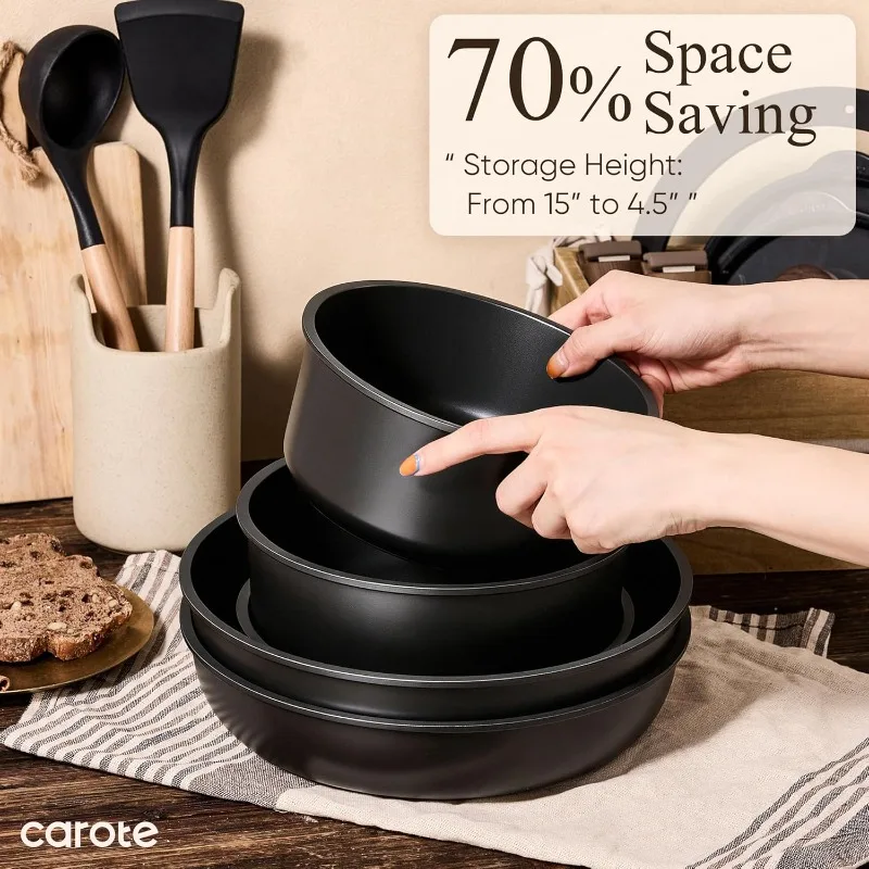 

19pcs Pots and Pans Non Stick, Cookware Sets Detachable Handle, Induction Kitchen Pots and Pans,NonStick Cooking Set