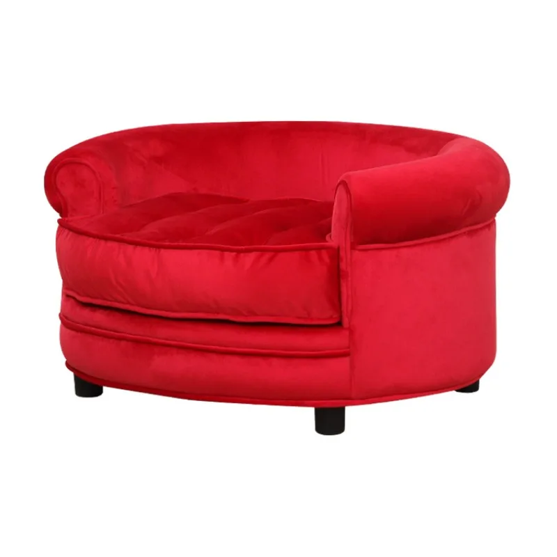 Wood frame structure pet sofa bed, pet supplies four seasons dog pad sofa