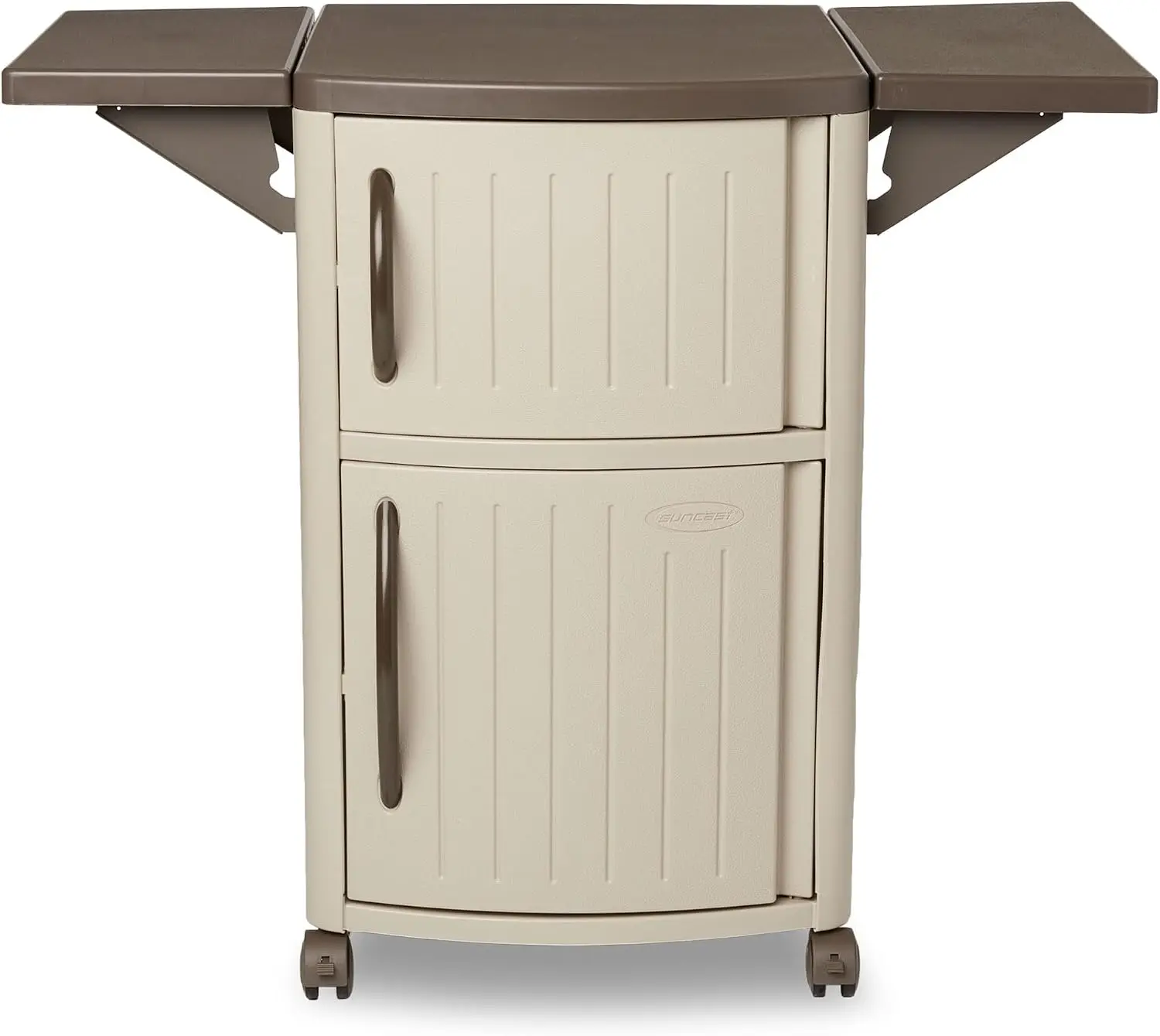 Outdoor Grilling Prep Station Table With Storage, BBQ Work Counter For Backyard Patio, Taupe And Brown Finish - view 6