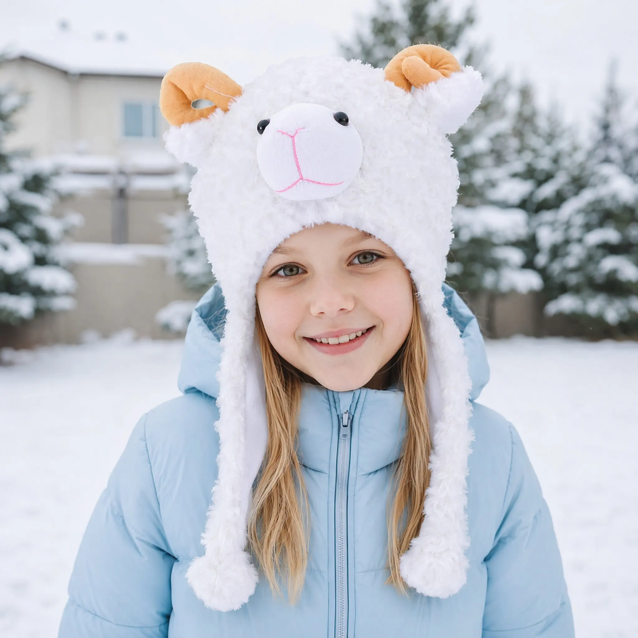 Cappello Invernale a Forma di Pecora con Paraorecchie Elastico, Cappello da Sci Caldo con Copricollo e Copriviso, Accessorio per Costume per Adulti e Bambini