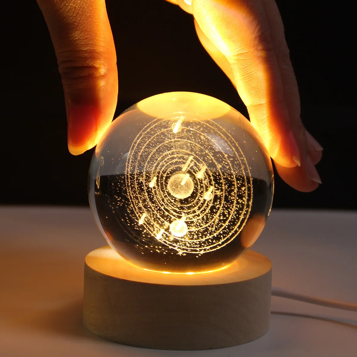 USB Powered 3D Crystal Ball Night Light LED 3D Planet Christmas Pattern Atmosphere Fairy Lamp Ideal Gift for Bedroom Decoration