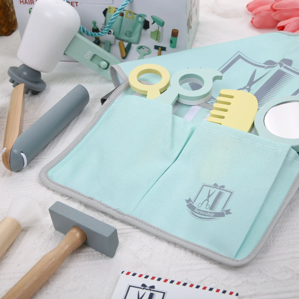 Gesimuleerde haartassenset, thuisspel voor kinderen, rollenspel, haarsnijgereedschap, houten babymake-up