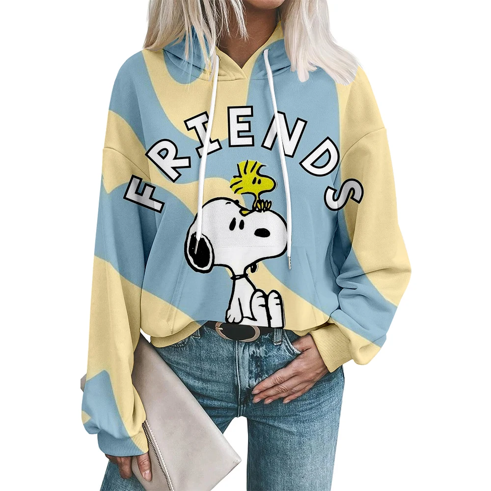 Elegante snoopy impressão hoodie moda feminina oversized hoodies moletom feminino suores casaco pulôver sudaderas ﻿