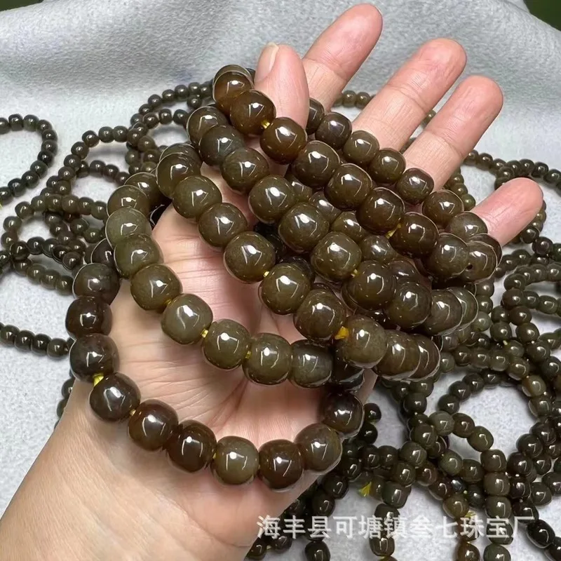 Hetian Jade Sugar-Colored Old-Style Beads 9X10Mm Bracelet Material Are Delicate, Warm, And Have Good Density
