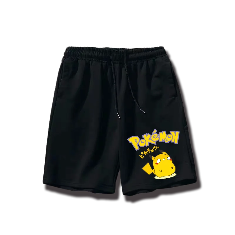 กางเกงขาสั้นผ้าฝ้ายแท้สไตล์อนิเมะญี่ปุ่นโปเกมอน กางเกงคาปรีไซส์ใหญ่ลายโปเกมอนน่ารักและฉลาด ทันสมัย