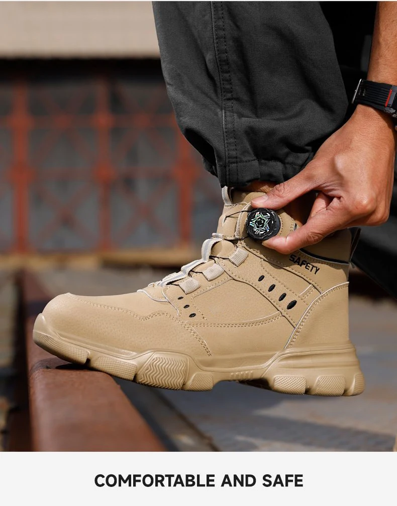 Taktische Herrenschuhe mit Stahlkappe, durchtrittsichere Sicherheitsstiefel, rutschfeste, verschleißfeste Arbeitsschuhe für den industriellen Einsatz. – Detail 10