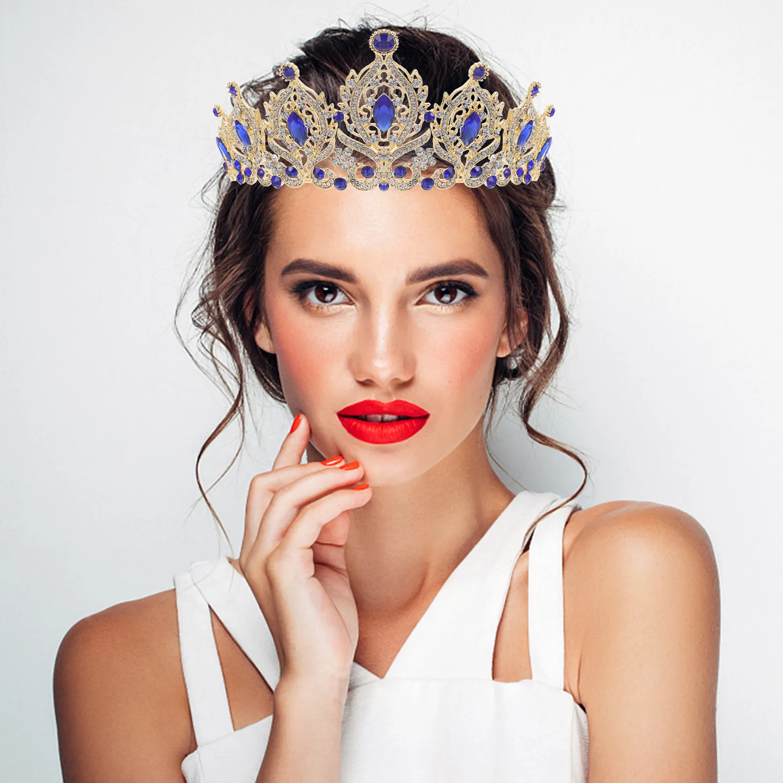 

Crystal Bridal Crown Headdress Elegant Wedding Headpiece for Bride Bridesmaids Party Birthday Photo Shoot Accessories