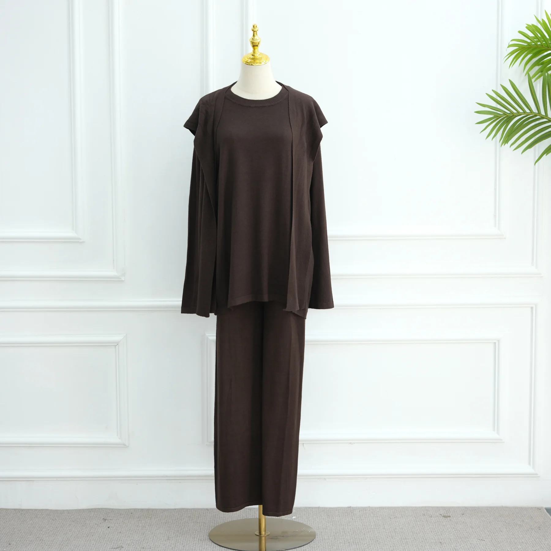 Neue muslimische Frauen gestrickt 2-teiliges Set Pullover Pullover Tops Hosenanzug Islam Hose Strickwaren Dubai Abaya Kaftan Kleid Ensembles