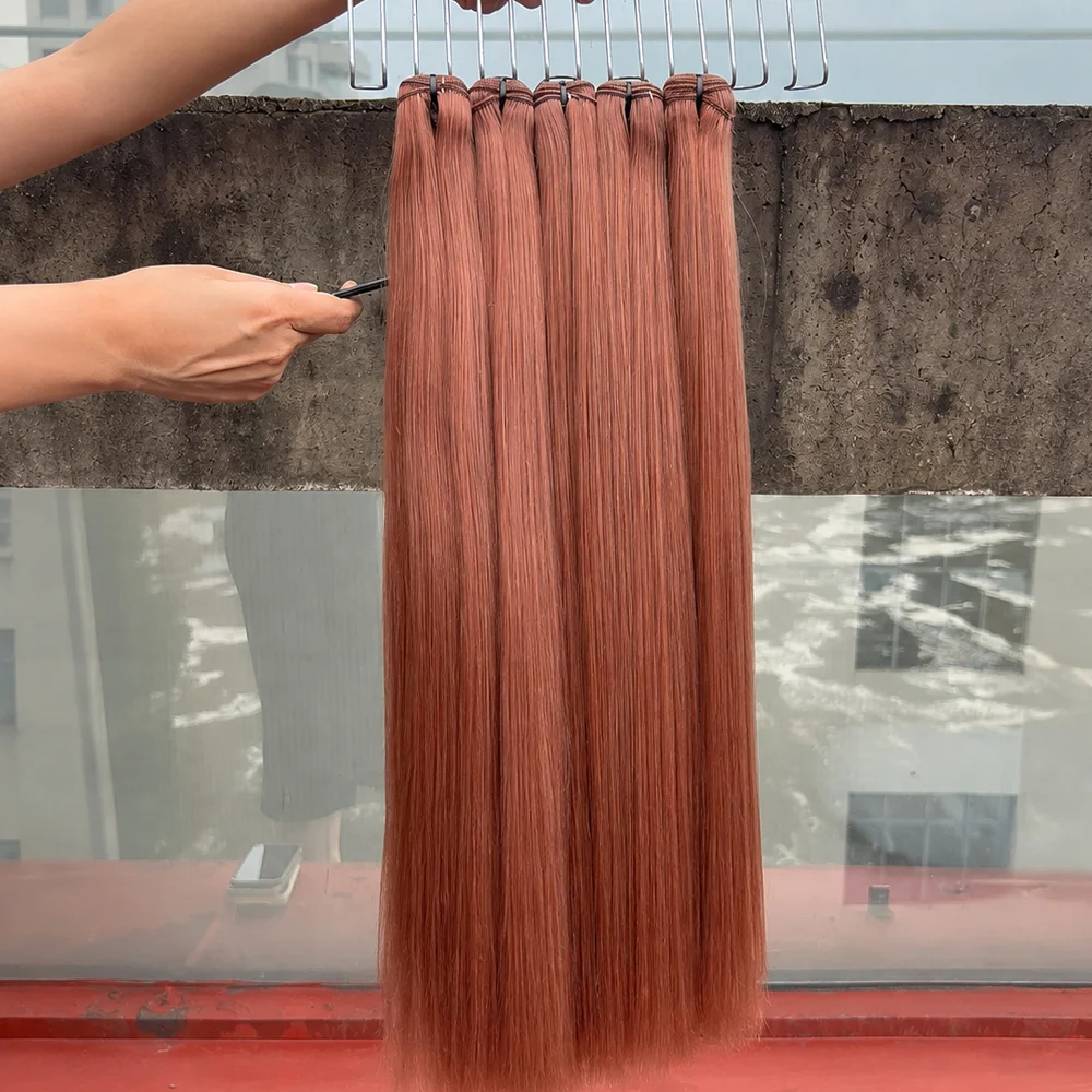 30# Auburn Brown Bone Straight Bundles 100% Human Hair 26 28 Inch Vietnamese Real Remy Weave Silky Raw Hair 2 3 4 Pcs Colored Unprocessed Double Weft Thick Full Ends Premium Human Hair Bundles Extensions