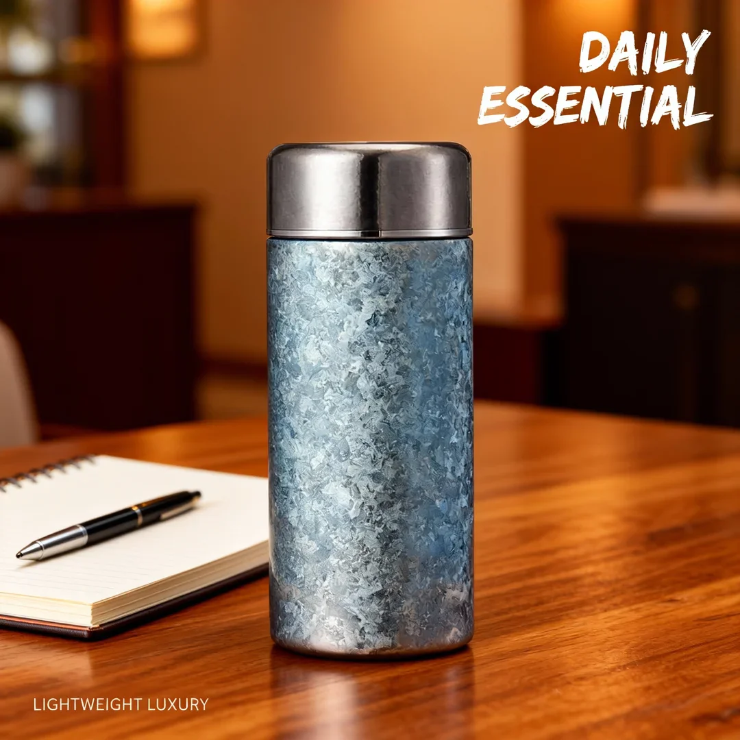 

Pure Titanium Water Bottle Double Layer Portable Small Capacity Pocket Cup Outdoor Sports Water Bottle Office Thermal Cup 200ml