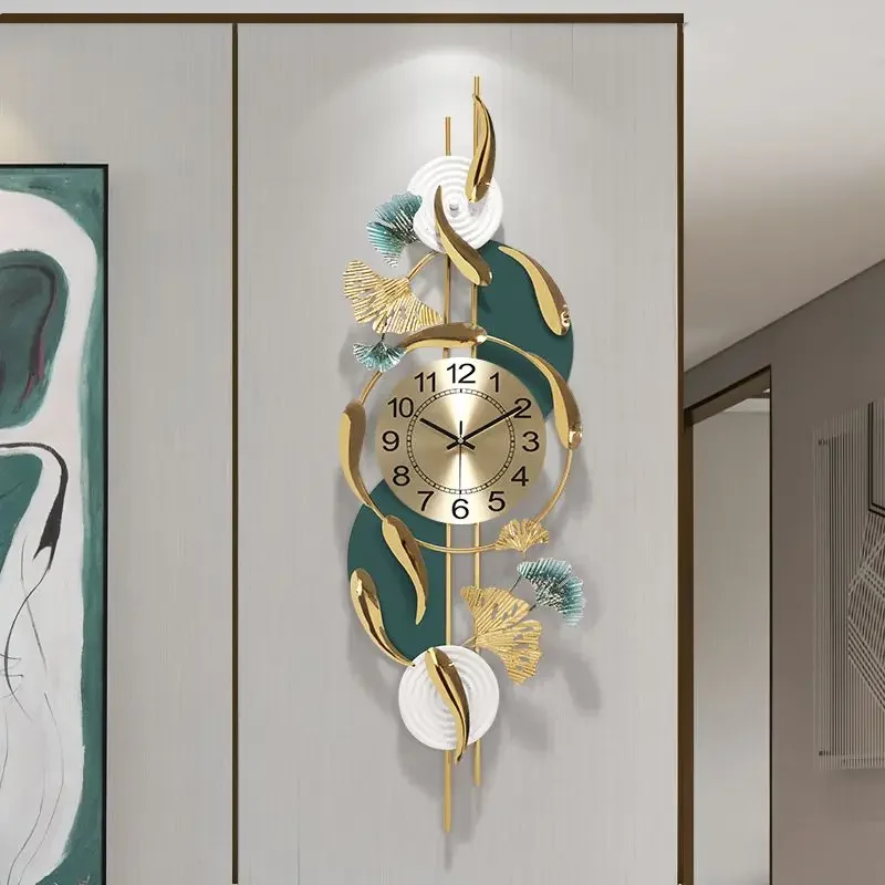 Fashion Luxury Wrought Iron Wall Mural Clock Lobby Hotel Villa Wall Hanging Crafts Home Livingroom Porch Wall Sticker Decoration