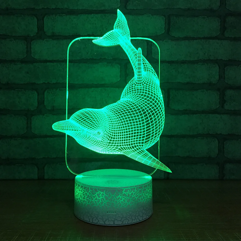 

New Usb Powereddesk 3d Lamp Acrylic Colorful Night Lamp Dolphin Simple Fashion Party Atmosphere 3d Light Fixtures