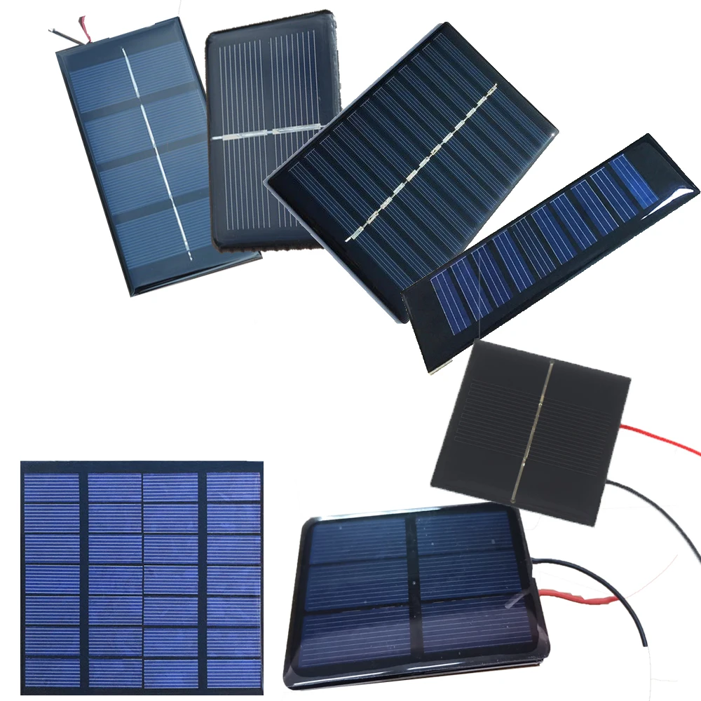 

Mono/Polycrystalline Mini Solar Panel Battery Module 0.5V 1V 1.5V 2V 3V 5V 6V 7V DIY Epoxy Board PET Power Gneration board Model