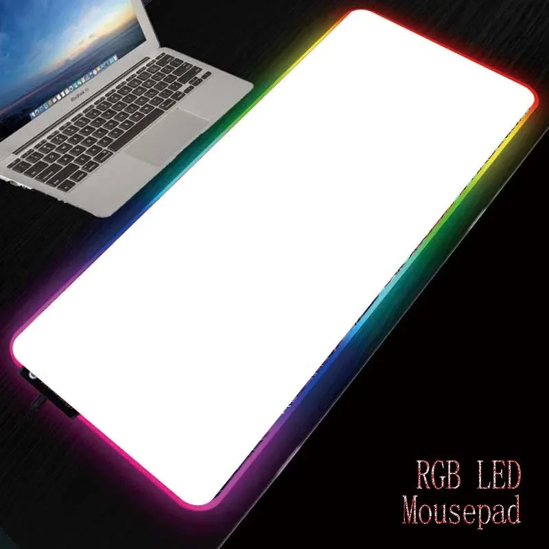 

MRGBEST Gaming Pad All White Anti-slip Natural Rubber base with sewn edges Blank sublimation mouse pad custom made RGB LED