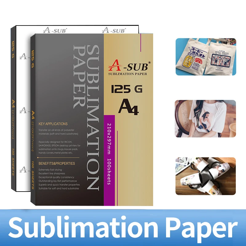 100sheets 100g/113g/120g Inkjet Sublimation Heat Transfer Paper A4 suit Inkjet Printer for Polyester T-Shirt Fabrics Clothes Cu